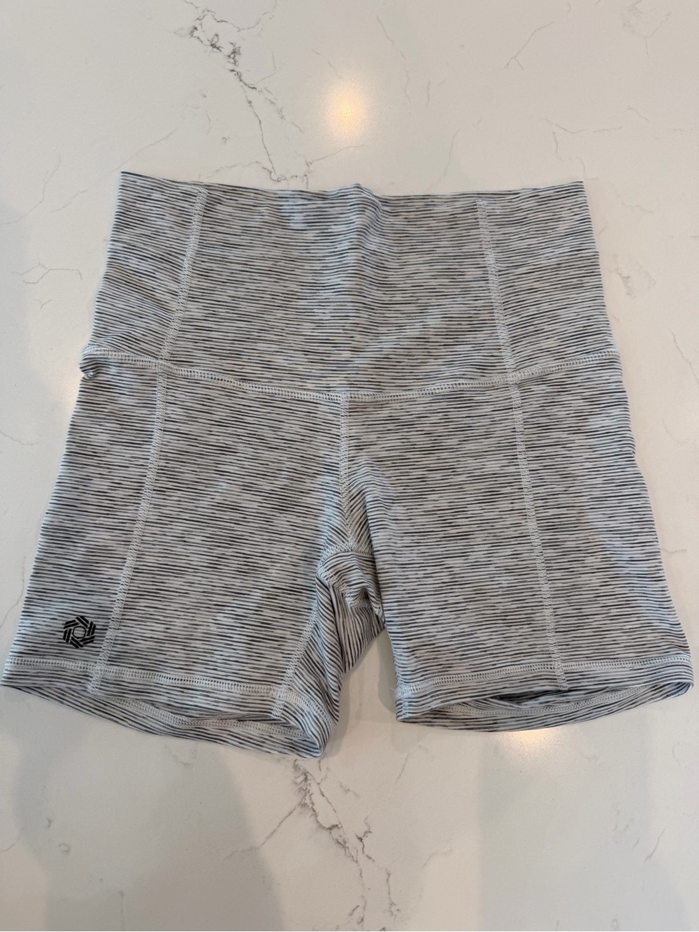 High-Waist Gray Striped Women’s Active Shorts